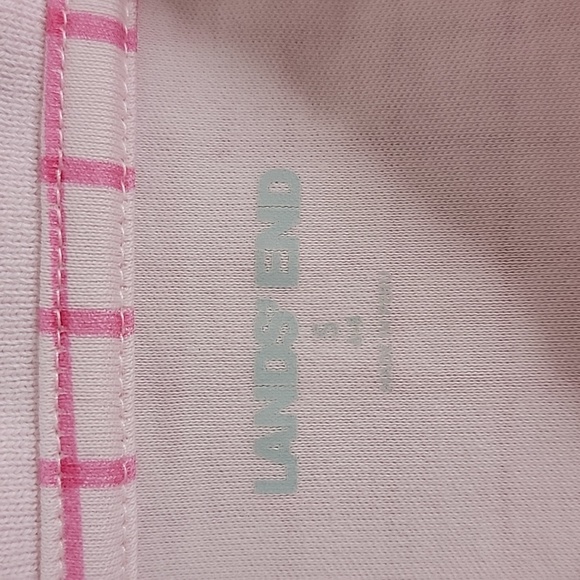 Lands' End Women's Pink Check 1/4 Button 100% Cotton Short Sleeve Top,  S - Picture 6 of 9